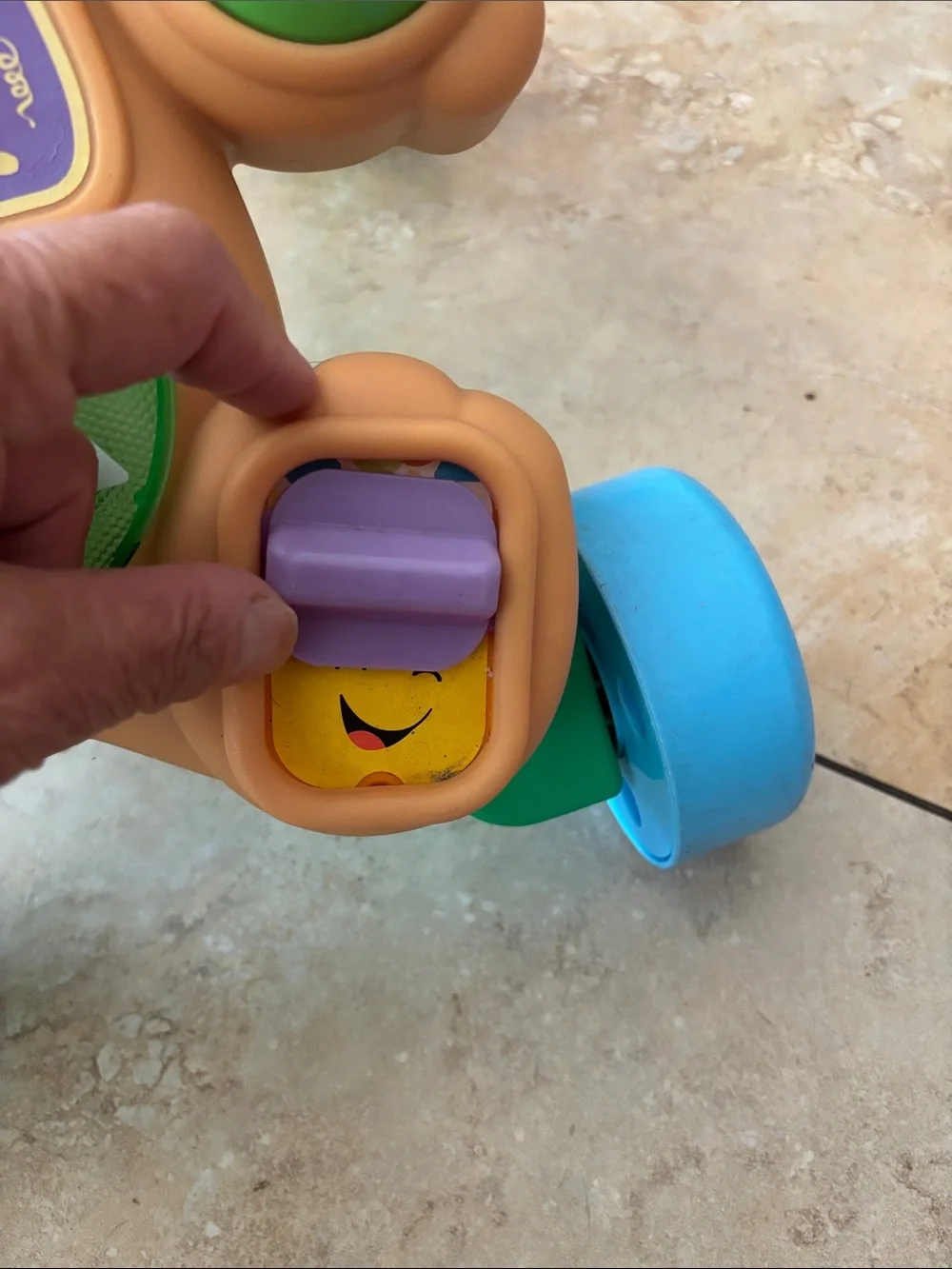 Fisher-Price Tan Puppy Push Walker with Purple Handle & Blue Wheels